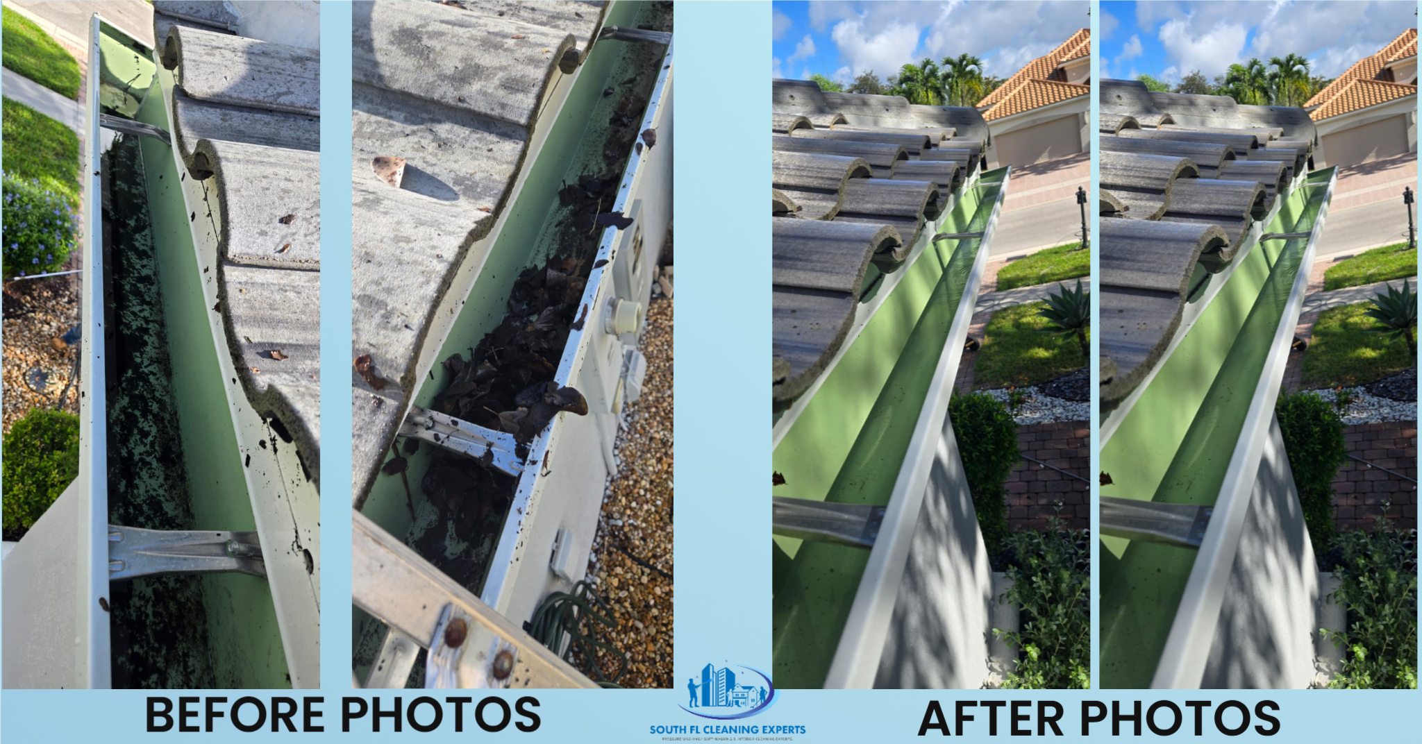 Gutter pressure cleaning/Pressure washing Project in Bellaggio Community in Lake Worth, FL 33467